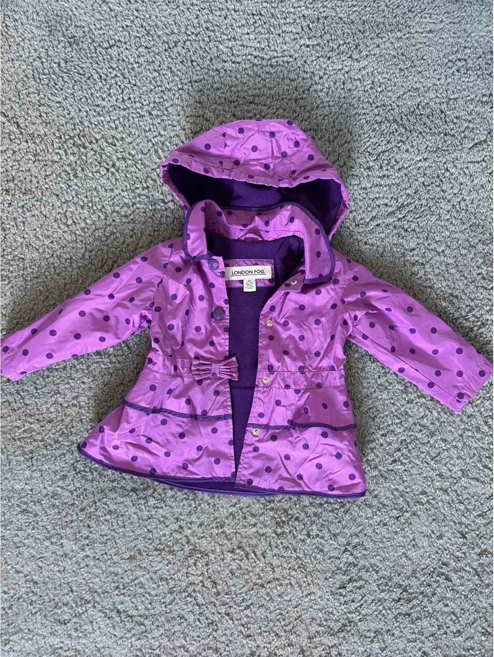 London Fog Toddler 2T Purple Polka Dot Hooded Coat